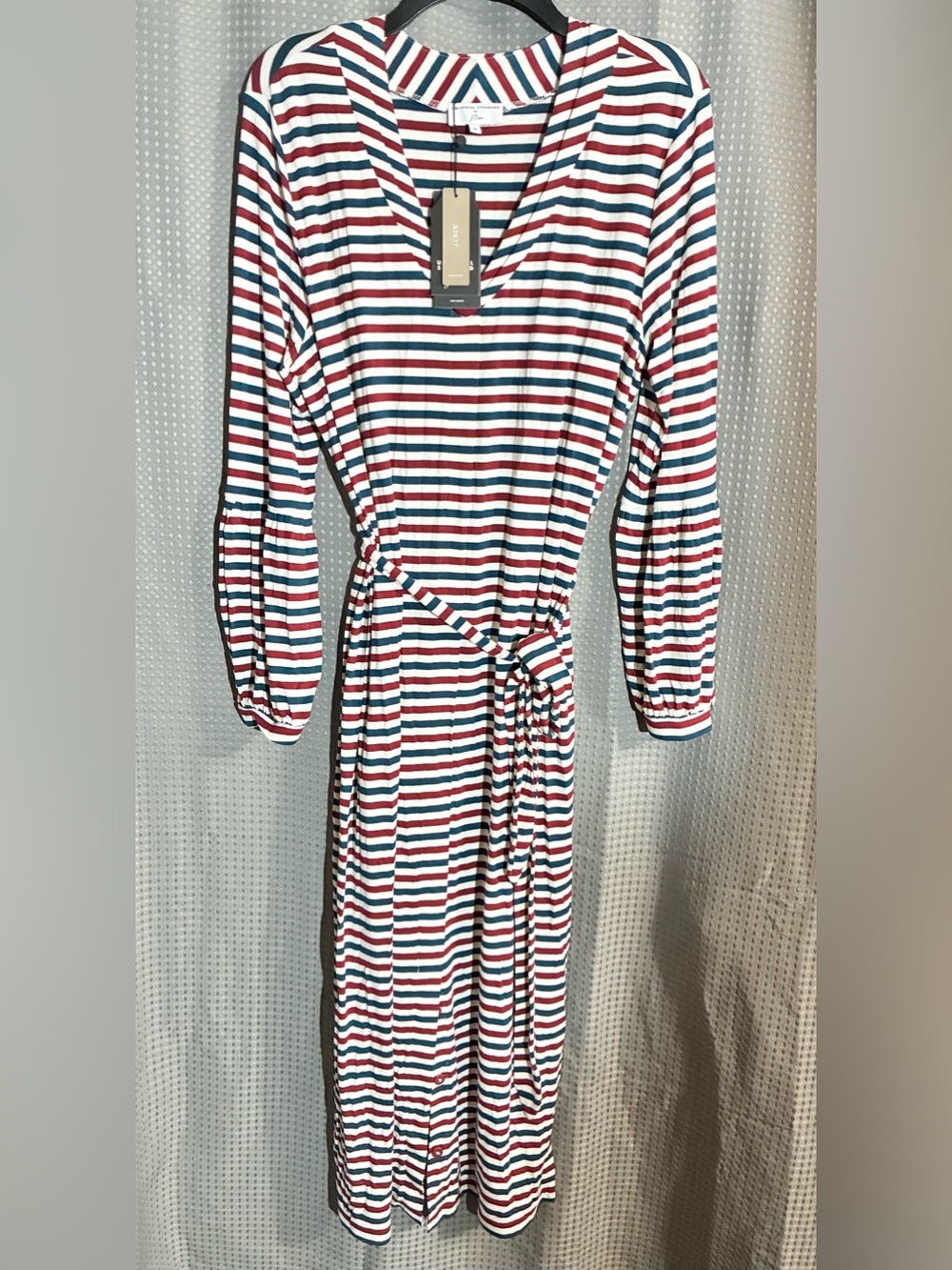 Universal Standard Sz M J Crew Striped Tie-Waist Midi Maxi Dress Stretch NEW tag